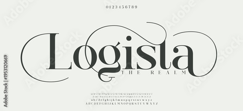 Logista Luxury serif font in modern style, this typeface has a big set of ligatures and alternates and can be used for logos