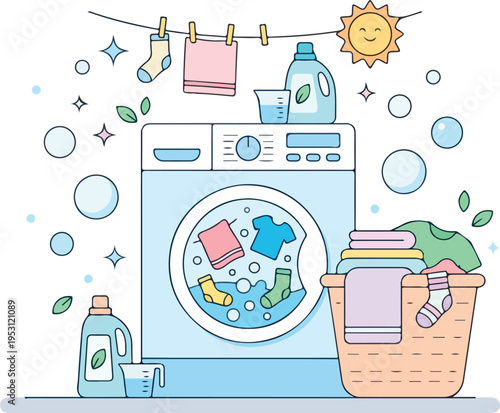Washing Machine with Laundry Basket.