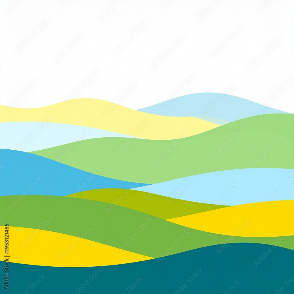 Obraz premium vibrant layered landscape with rolling hills and clear blue water abstract background