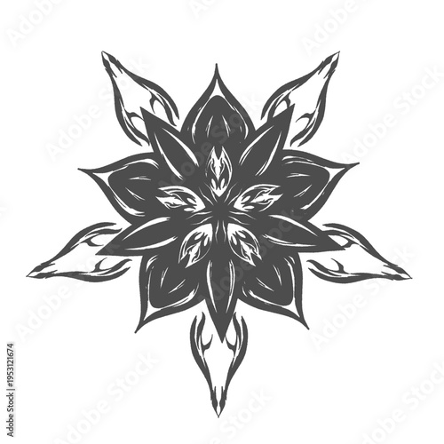 mandala flower pattern silhouette icon illustration without background