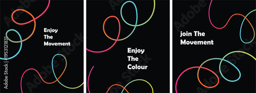 Vibrant neon colored swirls on with inspirational text quotes