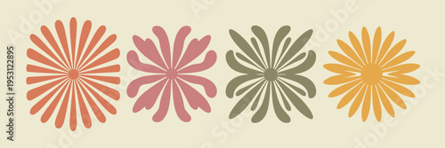 Four abstract floral shapes in muted earthy tones floral abstract