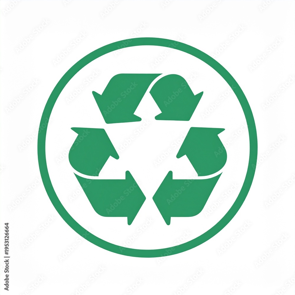 Obraz premium recycling symbol with four green arrows in circular design on white background