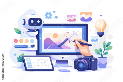 Design tools icon digital ai art generative creative process vector