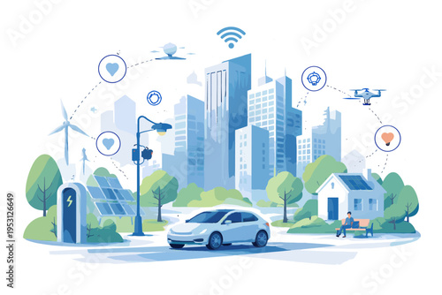 City urban icon systems iot infrastructure smart connected vector illustration vector vision