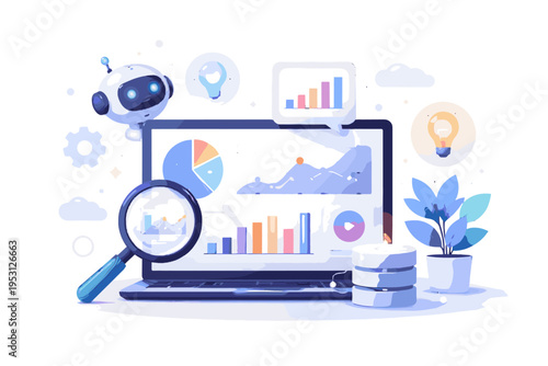 Simple image ai vector data dashboard charts insights icon visualization minimalism generation