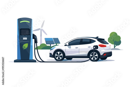 Modern simple ev icon station minimalism infrastructure charging electric vehicle image vector
