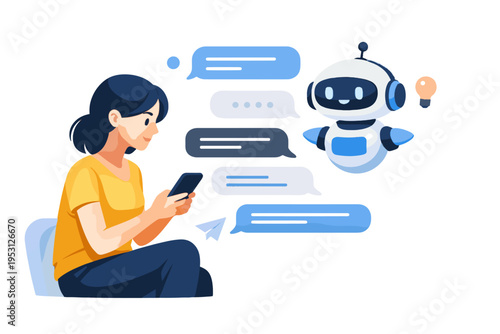Interaction flow assistant chatbot ai vector icon interface bubble messaging