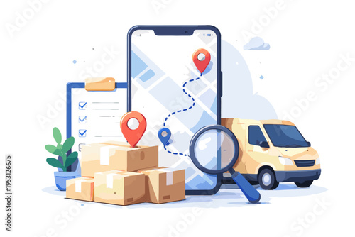 Map sticker style tracking simple generation route vector logistics image icon gps delivery