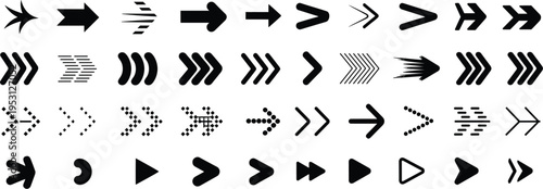 Array of Directional Arrows: A variety of arrow symbols point in different directions, perfect for conveying movement, guidance, or progression in any visual project. 
