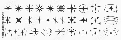 Collection of black starburst and sparkle glitter shine