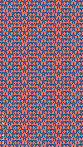 Abstract Seamless Geometric Pattern in Coral and Blue vector background