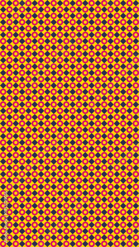 Seamless Pattern with Black Diamonds and Red Circles vector background