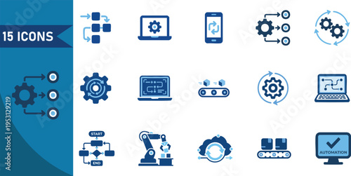 Set of 15 industrial technology icons vector