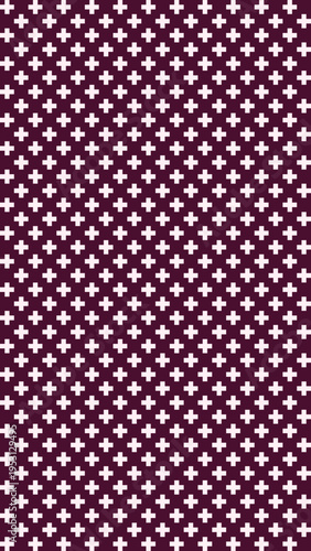Seamless Geometric Pattern of White Crosses on Burgundy vector background