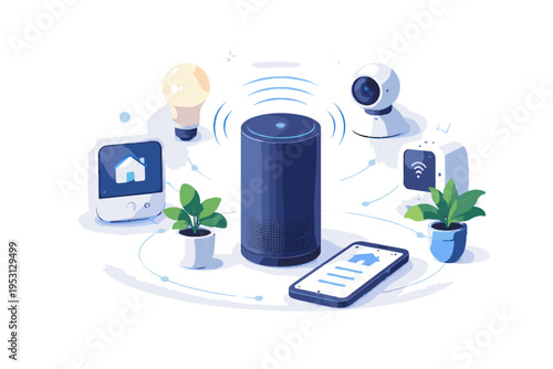 Simple shapes simple smart vector control home image soft shadow voice system icon generation