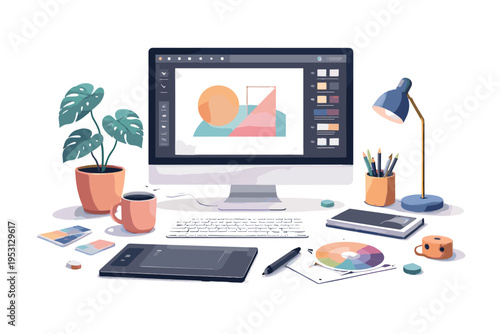 Tools creative simple design setup image vector illustration studio vector remote generation flat design