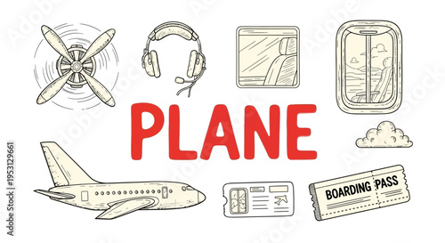 Airplane Travel Concept Illustration Design.