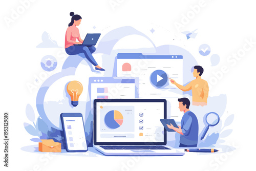 Workspace icon simple vector illustration digital cute illustration cloud image clean design kawaii vector collaboration