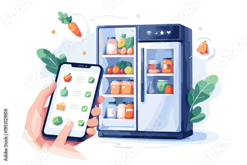 Tracking minimalism bold outline fridge icon vector kawaii inventory food concept smart