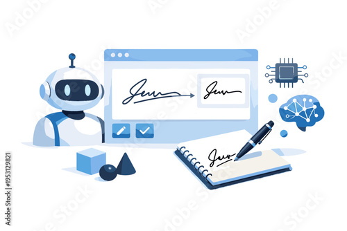 Handwriting interface generation image kawaii bold outline vector recognition icon cartoon style minimalism ai