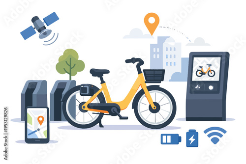 Image urban bike simple shapes sharing minimalism generation kawaii vector simple smart transport