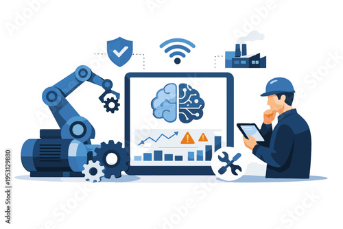 Generation industrial vector simple maintenance simple shapes icon soft shadow system image ai vector illustration