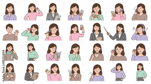 Collection of various women's expressions and activities