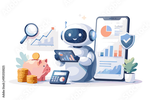 Advisor sticker style smart generation personal image icon simple cartoon style finance vector ai