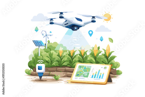 Agriculture monitoring generation icon image simple drone minimalism crop smart cute illustration vector illustration