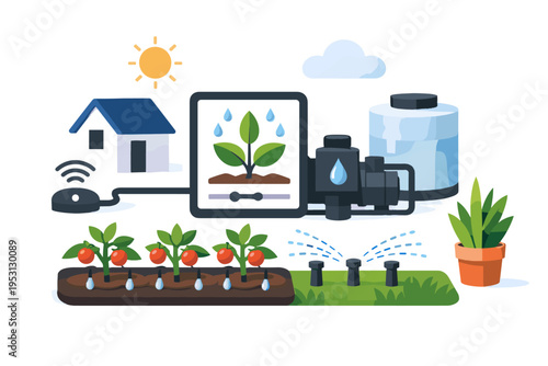 Icon image irrigation system cute illustration simple cartoon style smart garden vector generation kawaii