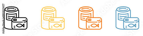 Canned Fish Icons: Sardines and Tuna in Various Colors