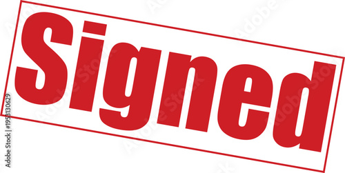 A red signed stamp on a with a thin red border