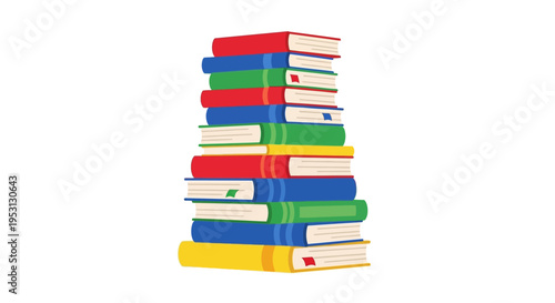 A Tall Stack of Colorful Books, Representing Knowledge and Education