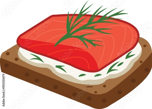 Swedish Smorgasbord Salmon Rye Bread Bite With Dill Appetizer