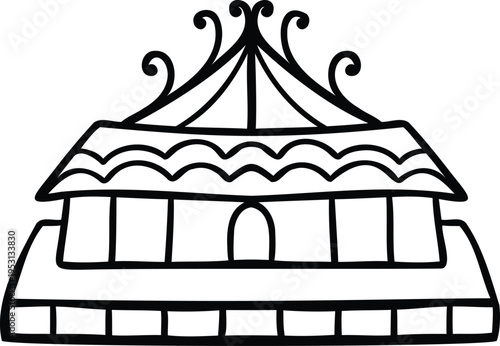 decorative hand drawn tent silhouette entertainment hall vector illustration outline coloring  clipart 