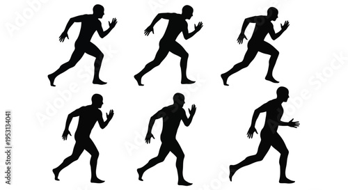 Sequence of a runner completing a stride cycle in motion