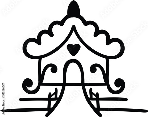 decorative hand drawn hut outline cute cottage silhouette vector illustration isolated house clipart