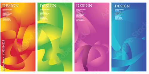 Abstract colorful gradient poster set with geometric shapes, modern background collection