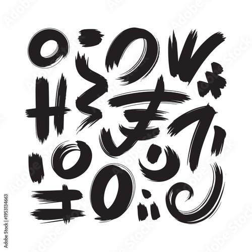 Abstract black brushstrokes forming chaotic calligraphic shapes on a white background