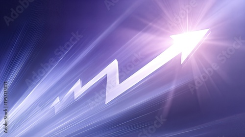 Glowing Arrow Symbolizing Financial Growth Rising in a Dynamic Space