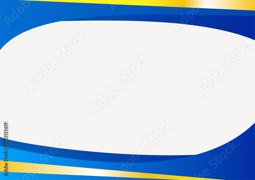 Dynamic Blue and Gold Abstract Frame Design with White Space.