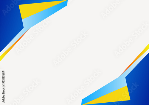Dynamic Abstract Blue and Yellow Geometric Shapes on White Background.