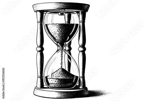 Classic hourglass with sand flowing, symbolizing the passage of time and urgency