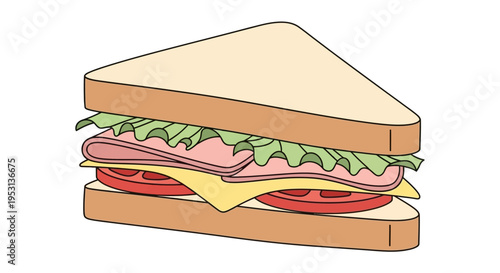 Delicious sandwich with ham cheese lettuce.