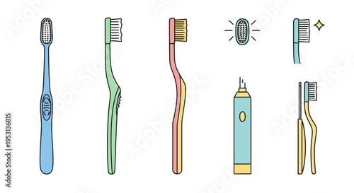 Toothbrushes in various colors and shapes.