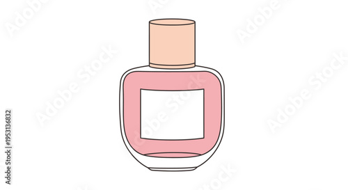 Pink perfume bottle with label.