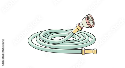Coiled Garden Hose with Nozzle.