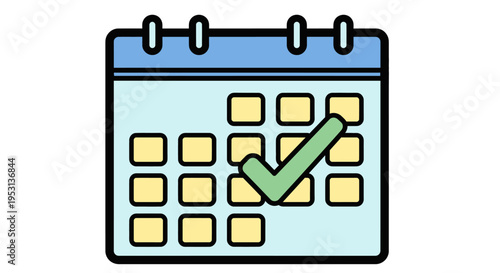 Simple calendar icon with checkmark.