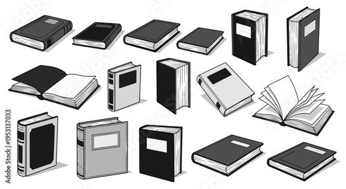 Various styles and types of notebooks and books displayed in a grid layout